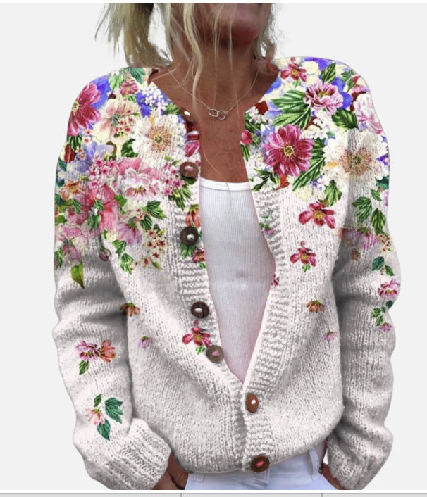 Geometric 3D Print Womens Cardigan Sweater