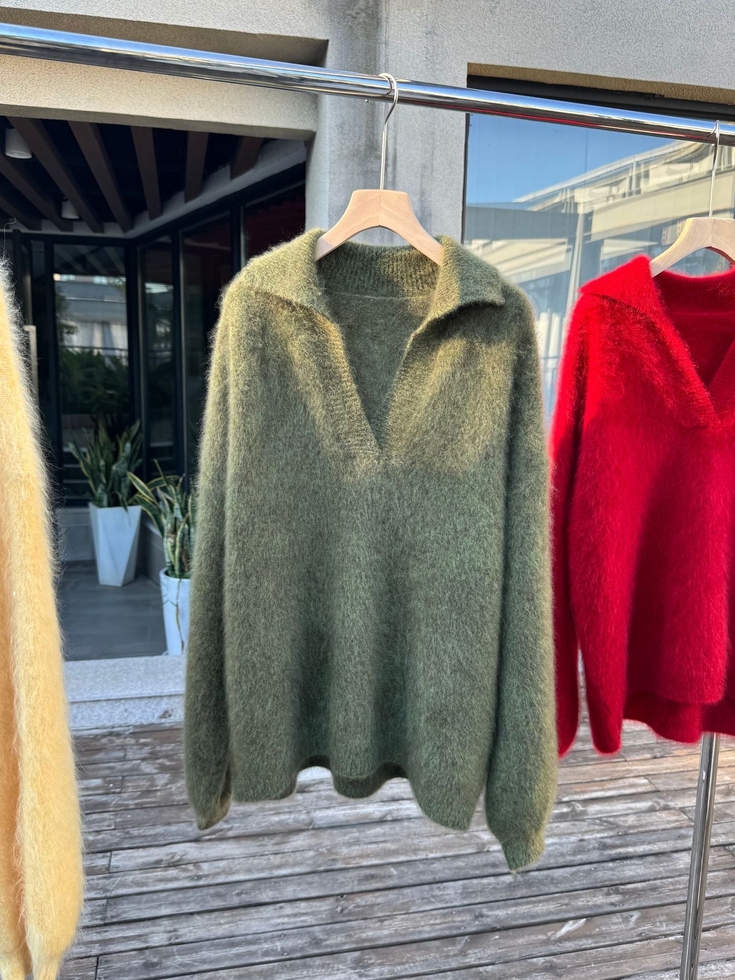 Saine Brushed Cashmere Sweater Women Polo Collar