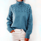 Cable Knit High Neck Long Sleeve Sweater