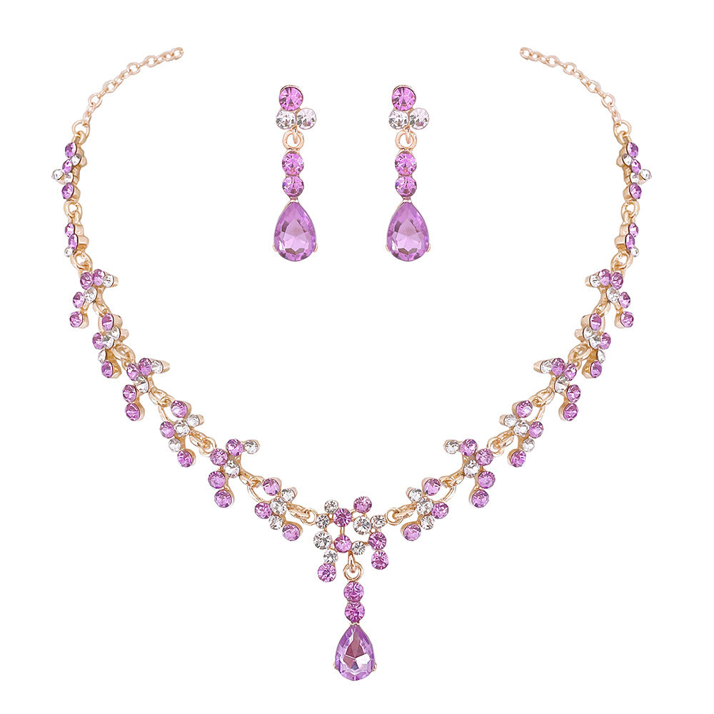violet crystal water drop necklace