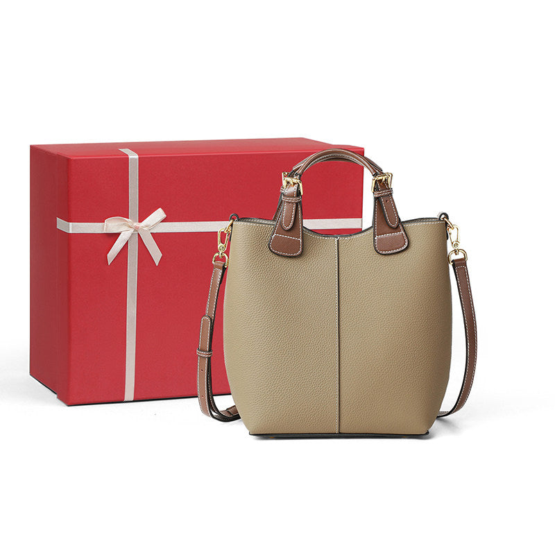 Large capacity genuine leather crossbody shoulder bag