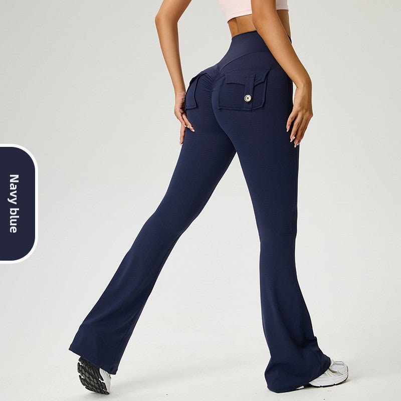 Lula Flared High-Waisted Yoga Pants with Pockets