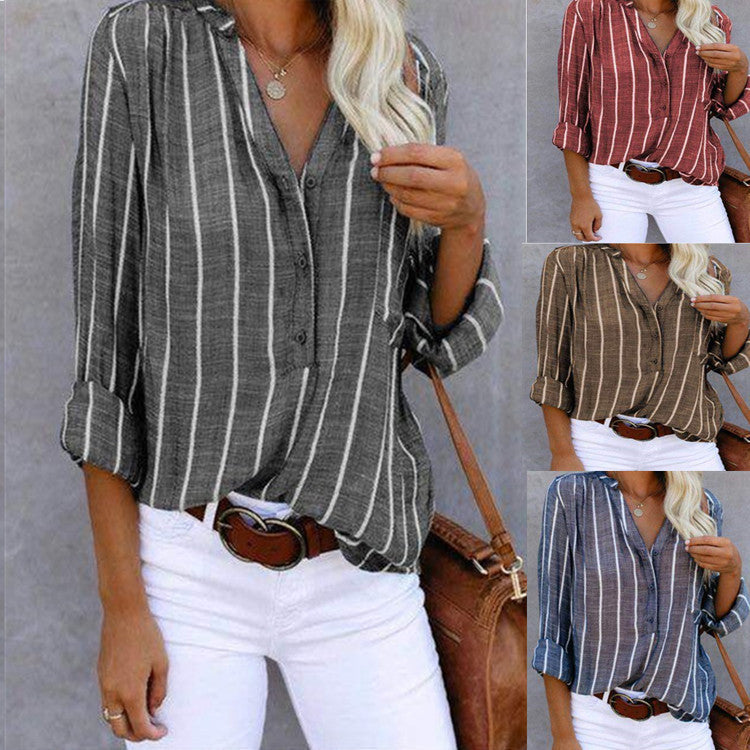 Women's printed striped blouse