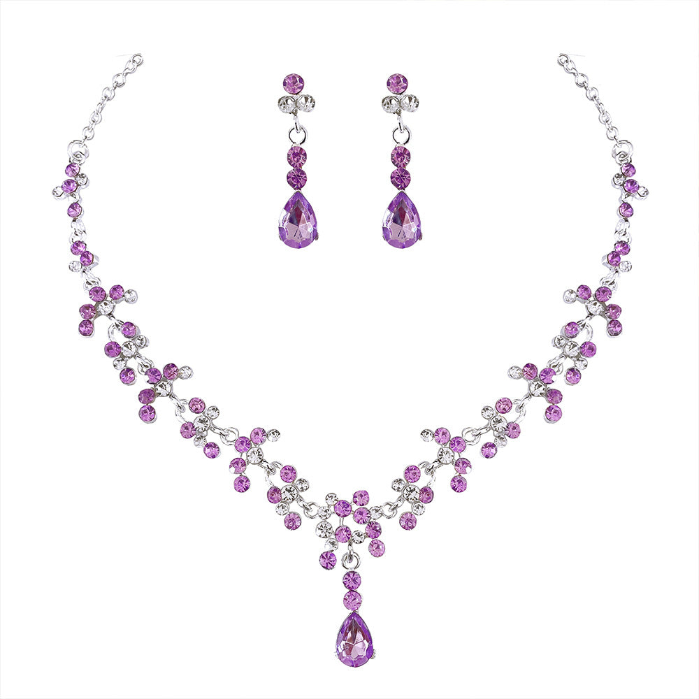 violet crystal water drop necklace