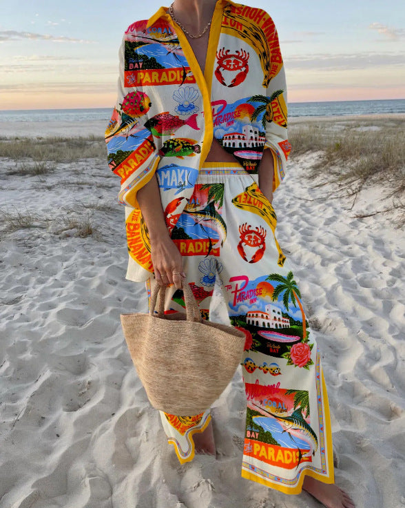 women colorful beach suit set