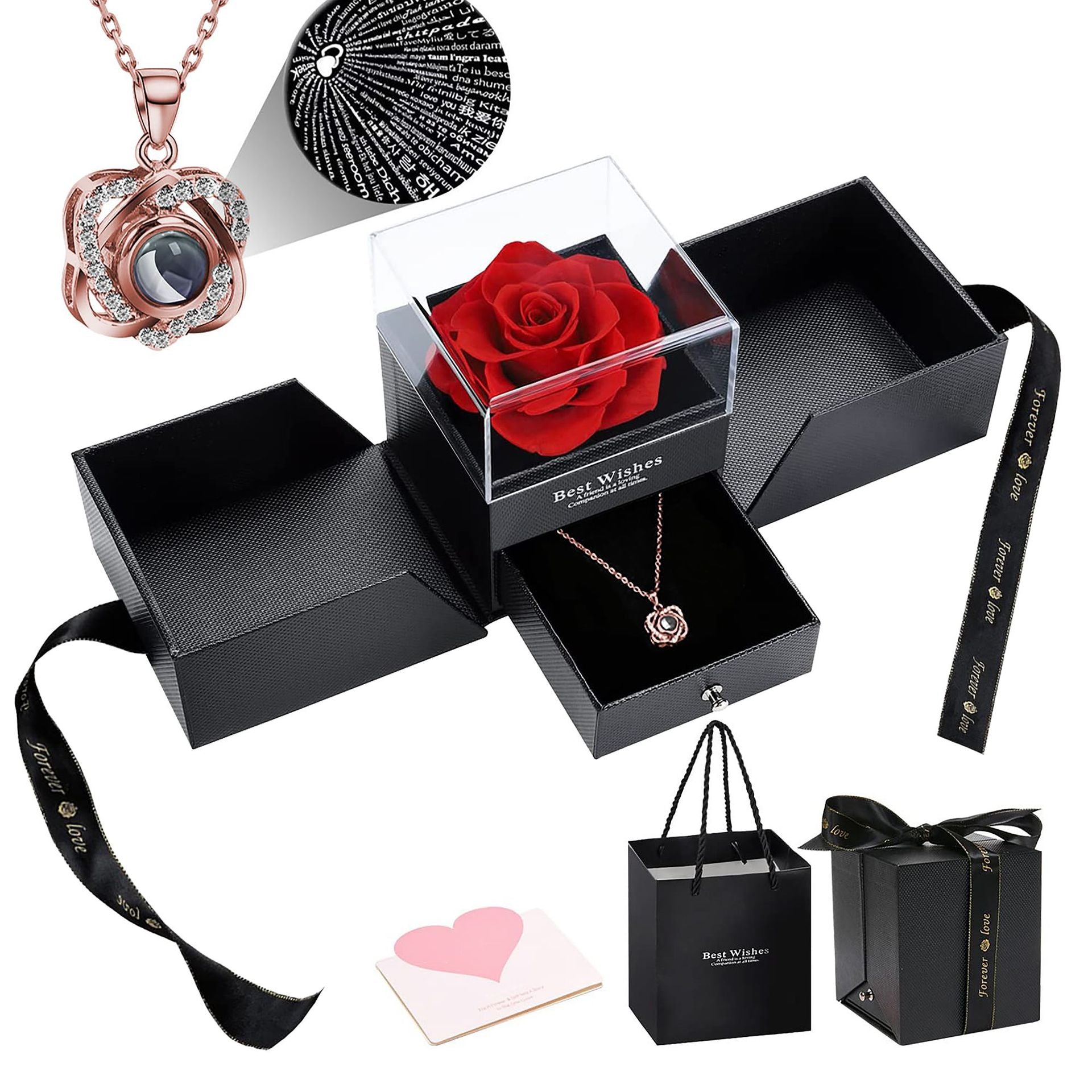 Heart-shaped Zircon Projection Necklace