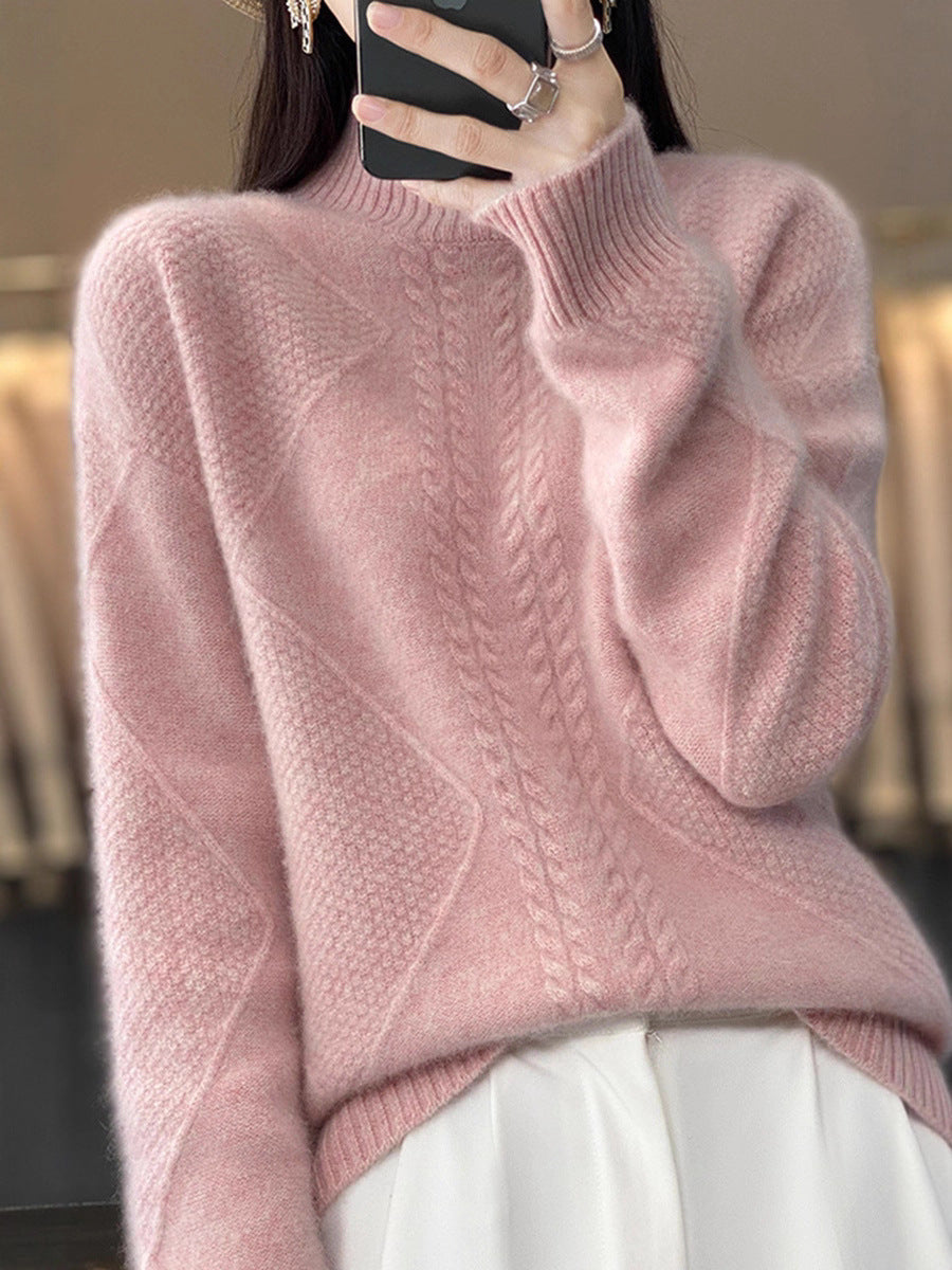Diamond Twist Autumn and Winter Turtleneck Sweater