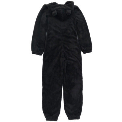 Fleece-Lined Hooded Jumpsuit Pajamas