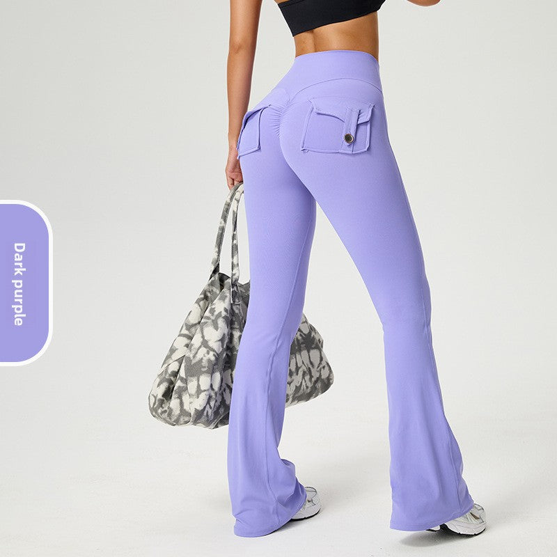 Lula Flared High-Waisted Yoga Pants with Pockets
