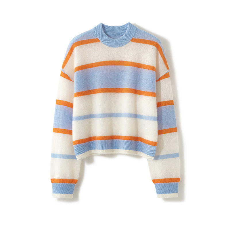 Goat hair wide round-neck sweater