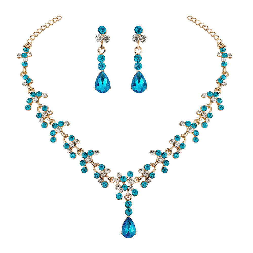 violet crystal water drop necklace