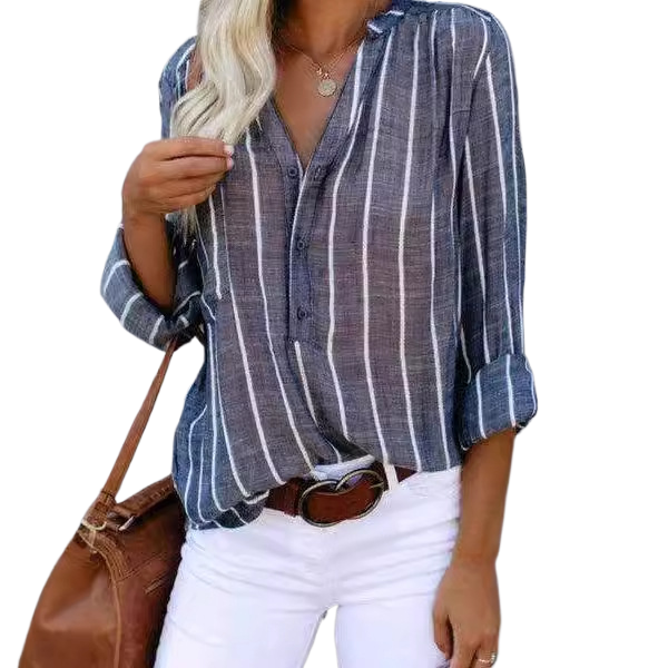 Women's printed striped blouse