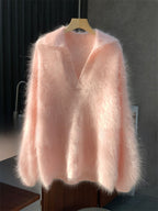 Saine Brushed Cashmere Sweater Women Polo Collar