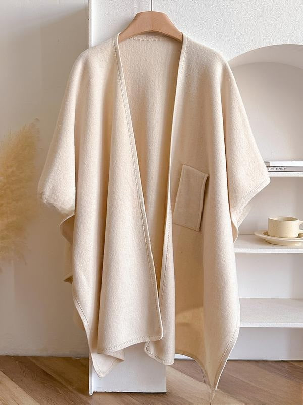 Aurelia Cross-Front Woolen Shawl Cloak