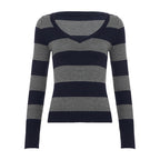 Amalie V-neck striped long sleeve sweater