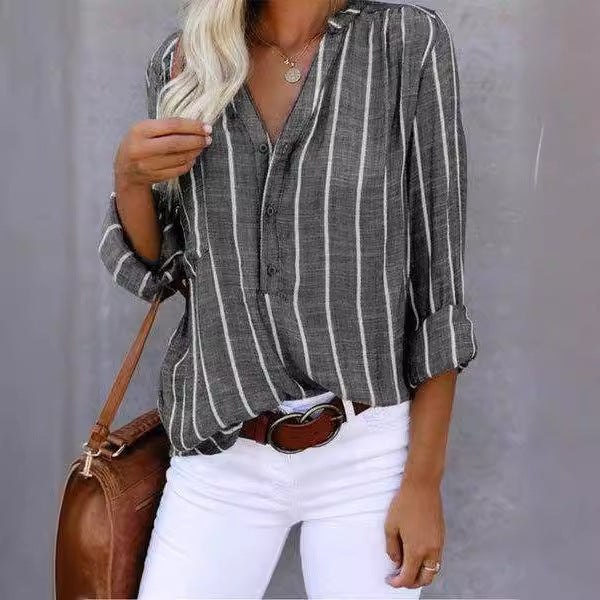 Women's printed striped blouse