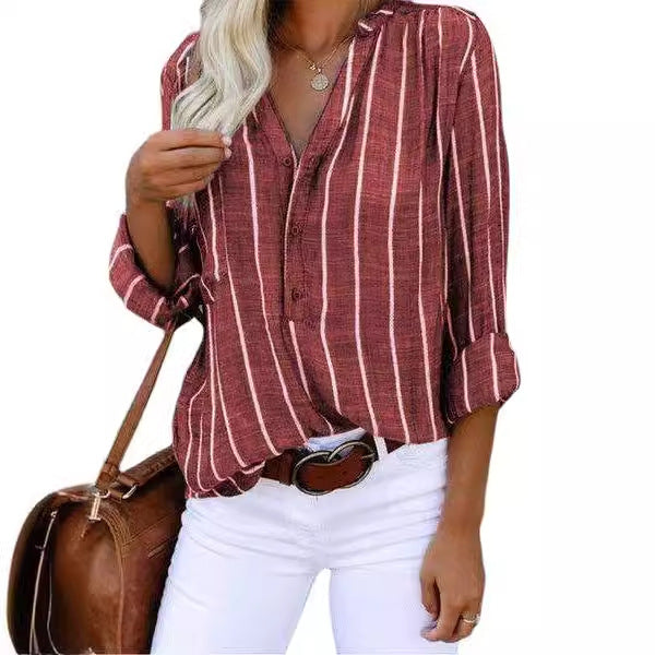 Women's printed striped blouse