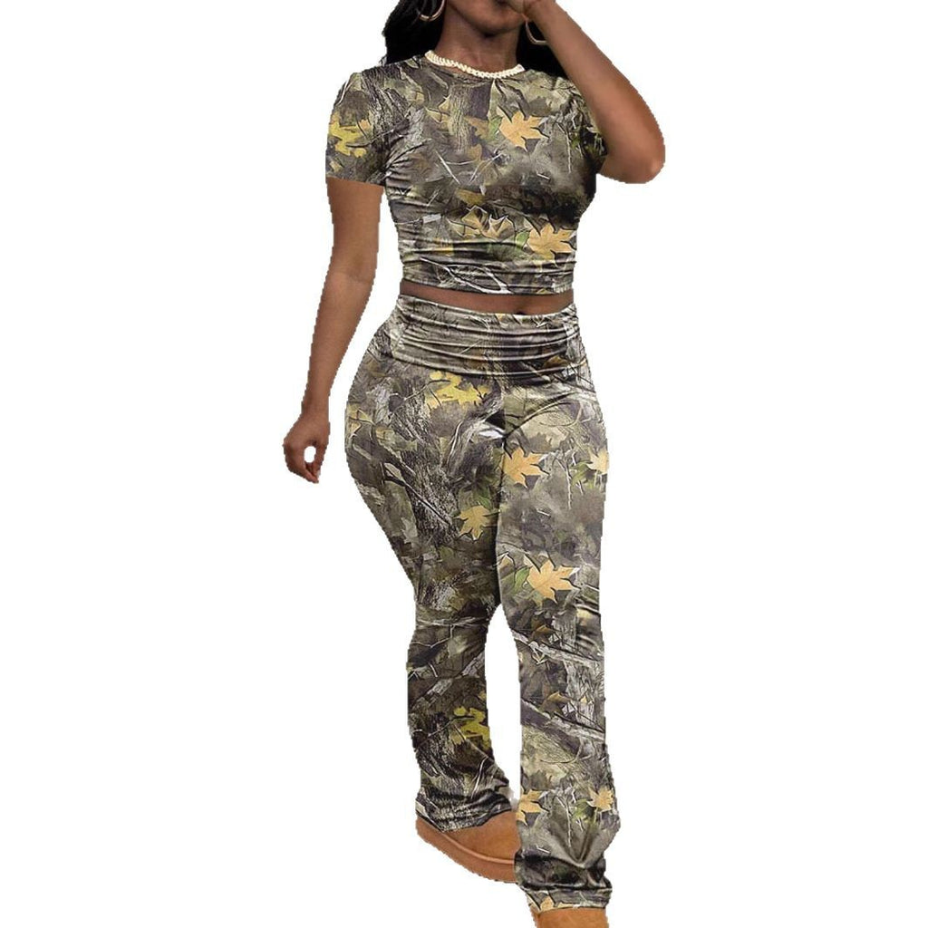 Casual Printed Women's T-Shirt and Pants Set