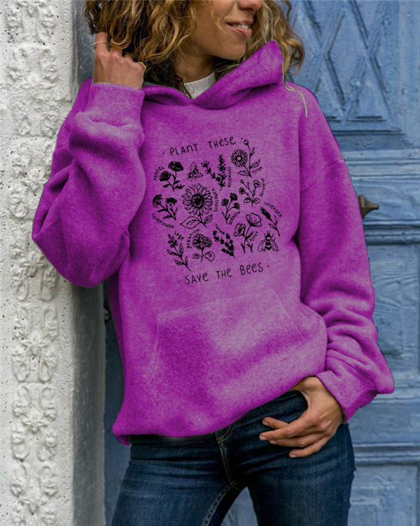 Hooded Sweat Flower Print