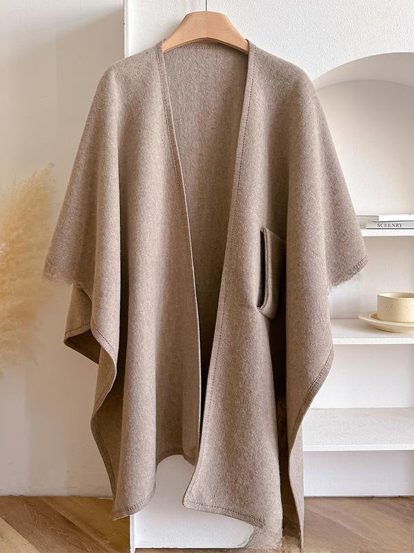 Aurelia Cross-Front Woolen Shawl Cloak