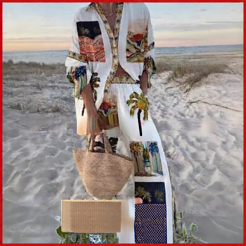 women colorful beach suit set