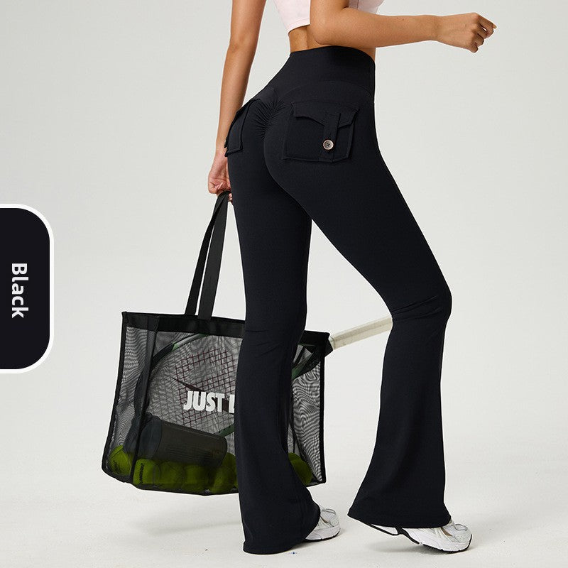 Lula Flared High-Waisted Yoga Pants with Pockets