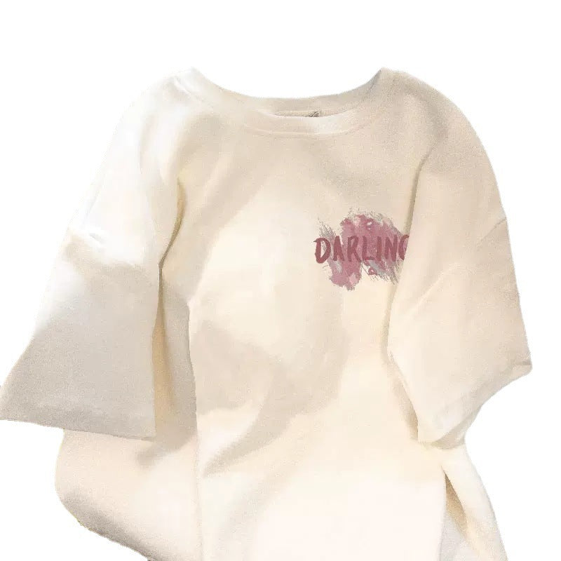 Retro Letter Print Women's Loose T-Shirt